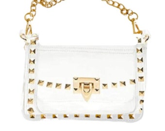 Clear Stadium Purse: Gold Studded Gameday Concert Bag