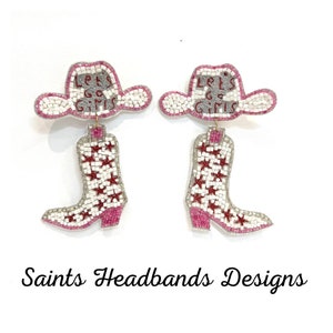 Let’s Go Girls Cowgirl Boot Earrings, Western Statement Earrings, Pink Rodeo Jewelry, Country Concert Earrings image 6