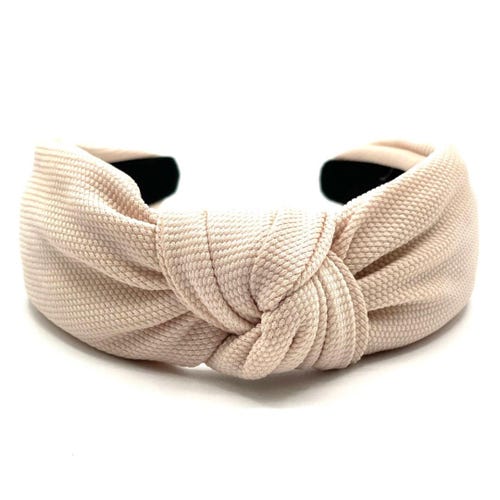 Knotted Fabric Headband in Taupe Taupe Waffle Baby Headband | Harper + Remi main image 3