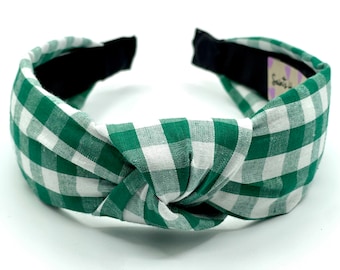 Green Checkered Knot Headbands Women St. Patricks Day Padded Headbands Girls Hairbands Spring