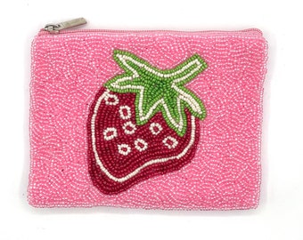 Strawberry Beaded Coin Purse Preppy Strawberry Wallet Pouch Bag