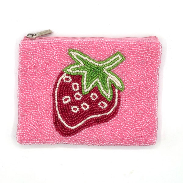 Strawberry Beaded Coin Purse Preppy Strawberry Wallet Pouch Bag