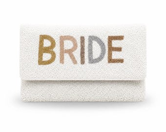 Bride Clutch Purse Custom Bride Gifts Bride Beaded Bag White Bridal Purse