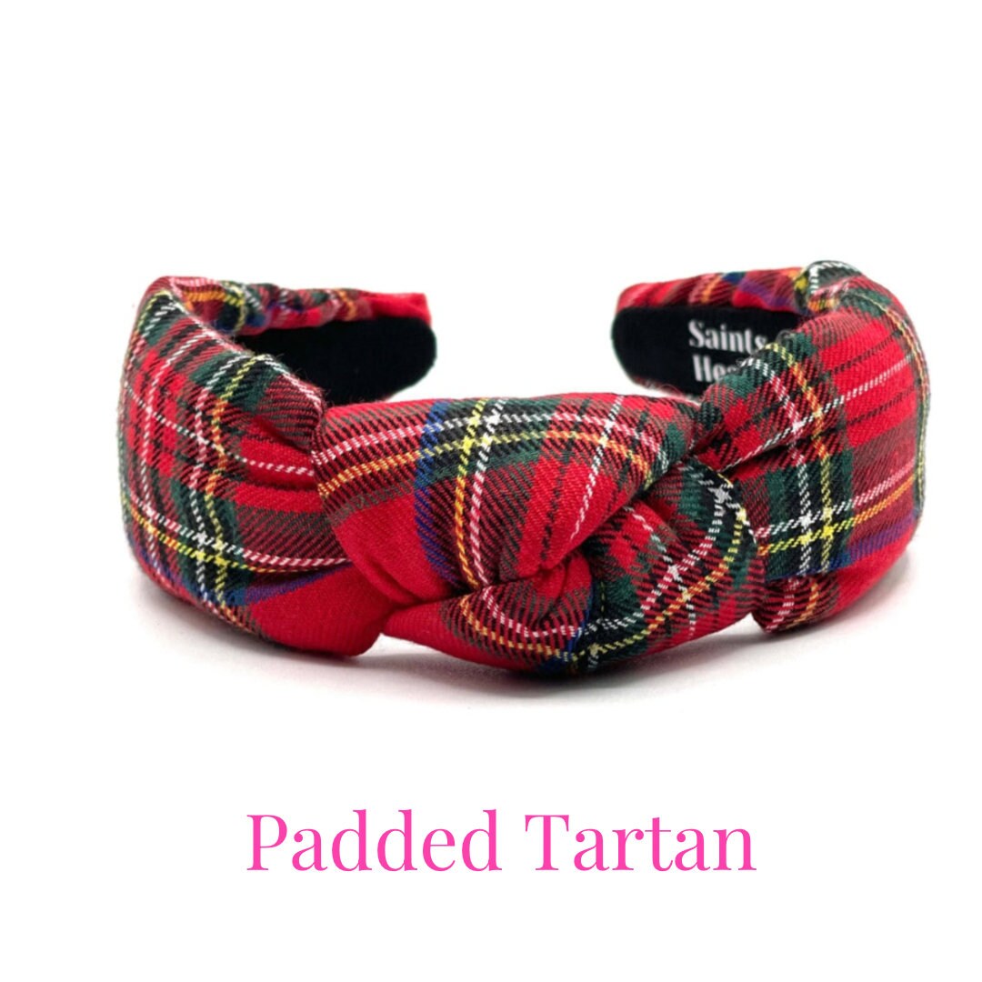 Christmas Plaid Headband, Holiday Pearl Headband Women and  display picture 2