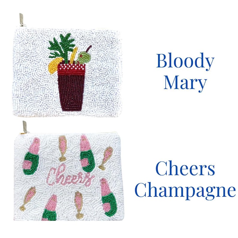 Cocktail Perlen Geldbörse Beutel, Sommer Brieftasche Reißverschluss, Martini Geschenke für Sie Bild 8