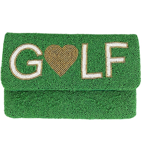 GOLF Beaded Purse Golf Beaded Clutch Golf Lovers Gifts for Golf Gifts Her, Green Golf Purse Golf Bag, Custom Gifts Golf Girls Gift