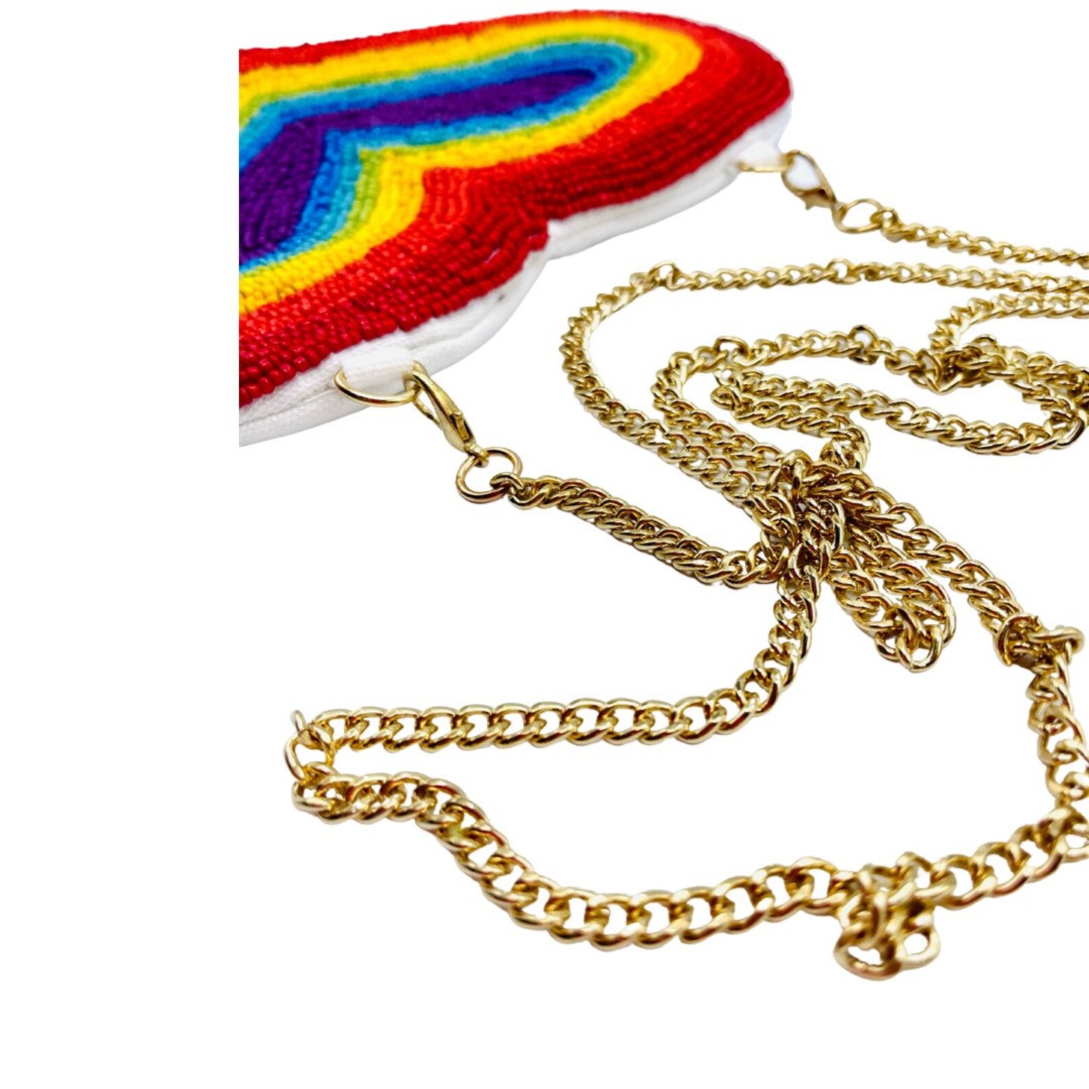 Rainbow Purse Heart Beaded Purse Rainbow Crossbody Purse Etsy