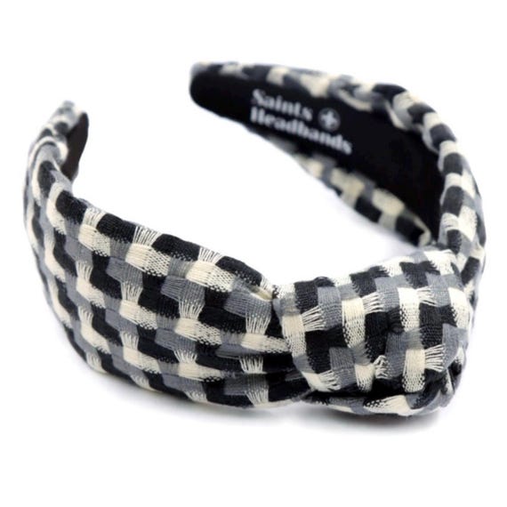 Black & White Patterned Knotted Headband Leopard Headband Top Knot Cheetah Headband Knotted Headbands  main image 2