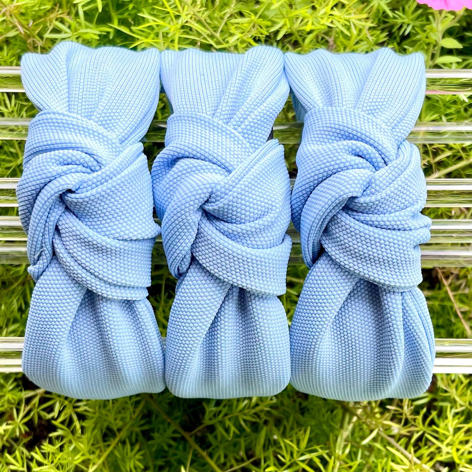 Sky Blue Knotted Headband: Textured Soft-weave Hair 