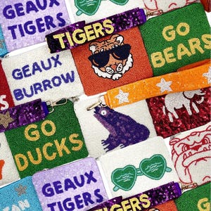 Gameday Accessories Football Coin Purse, Beaded Game Day Purse