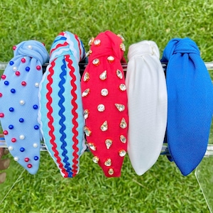 Diademas para el 4 de julio para mujeres, accesorios patrióticos para el cabello, accesorio de EE. UU., diadema roja, blanca y azul para niñas, diadema festiva