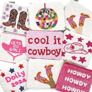 Monedero de rodeo, bolso con cuentas, bolso de vaquero personalizado, bolsa con cuentas, regalos de cumpleaños únicos, regalos personalizados de vaquera para ella, lindos bolsos pequeños