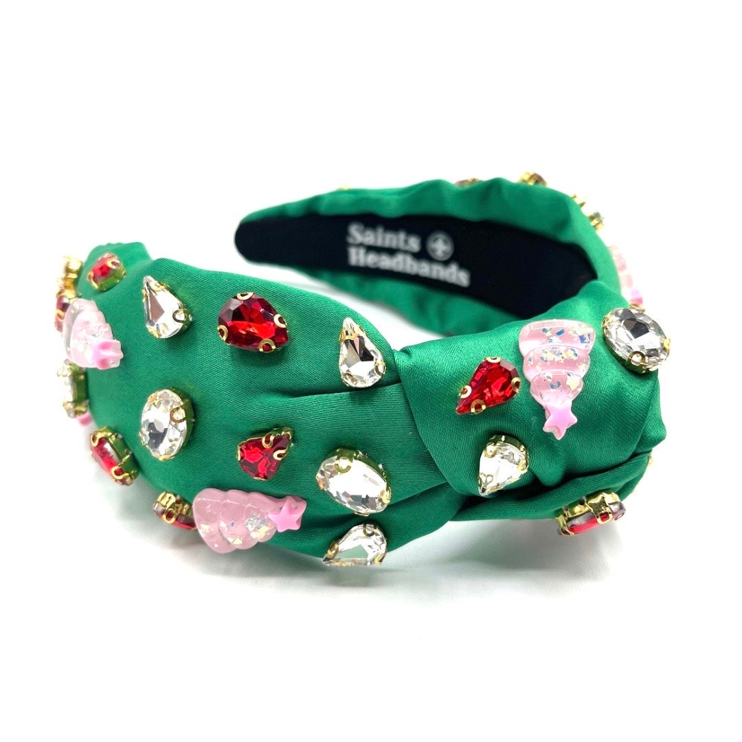 Pink Christmas Tree Headband Christmas Headband Women Jeweled Headband
