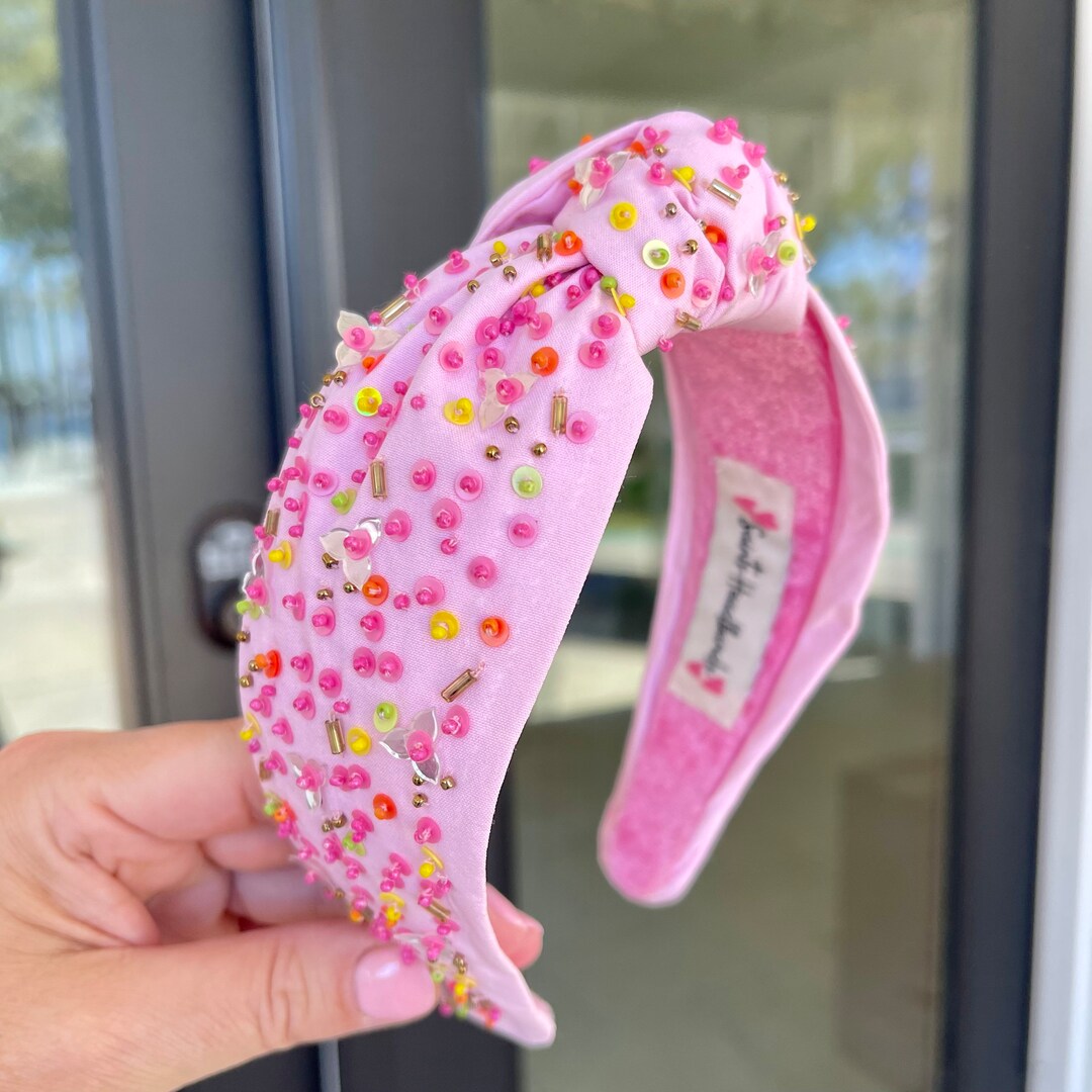 Pink Sprinkles Headbands Women Beaded Headband Girls Hairband Etsy