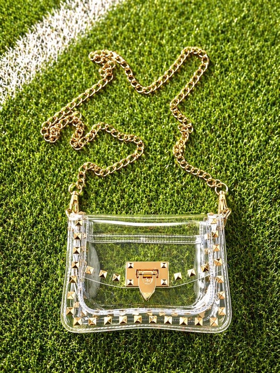 Clear Stadium Purse: Gold Studded Gameday Concert Bag