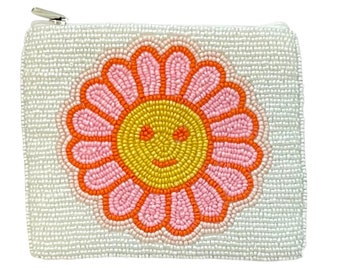 Sunflower Coin Purse Beaded Preppy Floral Wallet Easter Gifts