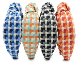 Checker Padded Knot Headband for Women and Girls