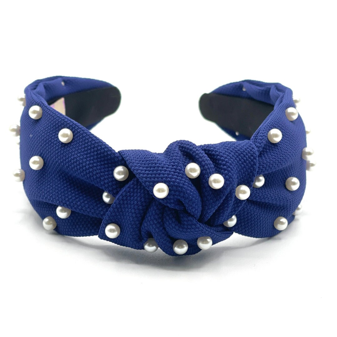 Blue Knot Headband Pearl Headband for Game Day Accessories Etsy