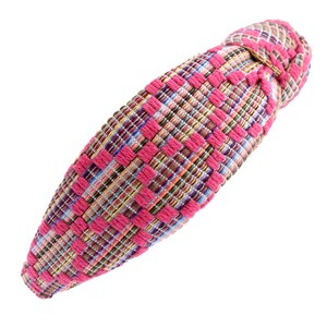 Pink Padded Headband Women Embroidered Knotted Headband Rainbow Headband