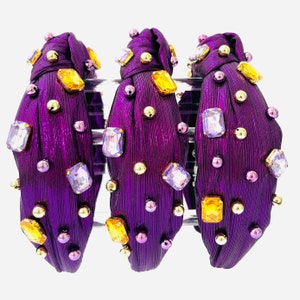 Purple and Gold Jeweled Headband: Game Day Beaded Accessory