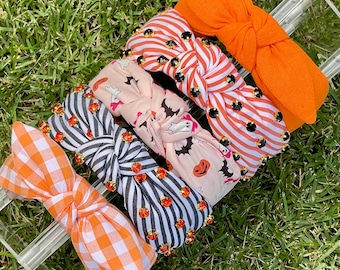 Halloweenknuthårband, orange, svarta hårband för kvinnor och flickor