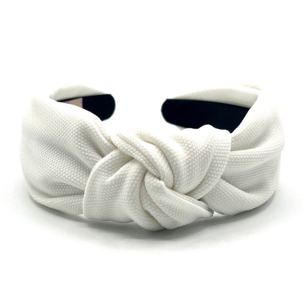 White Headband Women Solid White Knotted Headband Women Bridal Headband Wedding Headband