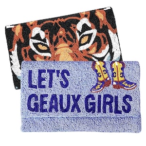 Beaded Cowboy Boot Clutch: Purple & Gold Gameday Purse
