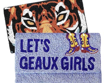 Gameday Beaded Clutch Purse Custom Handbags, Crossbody Purse