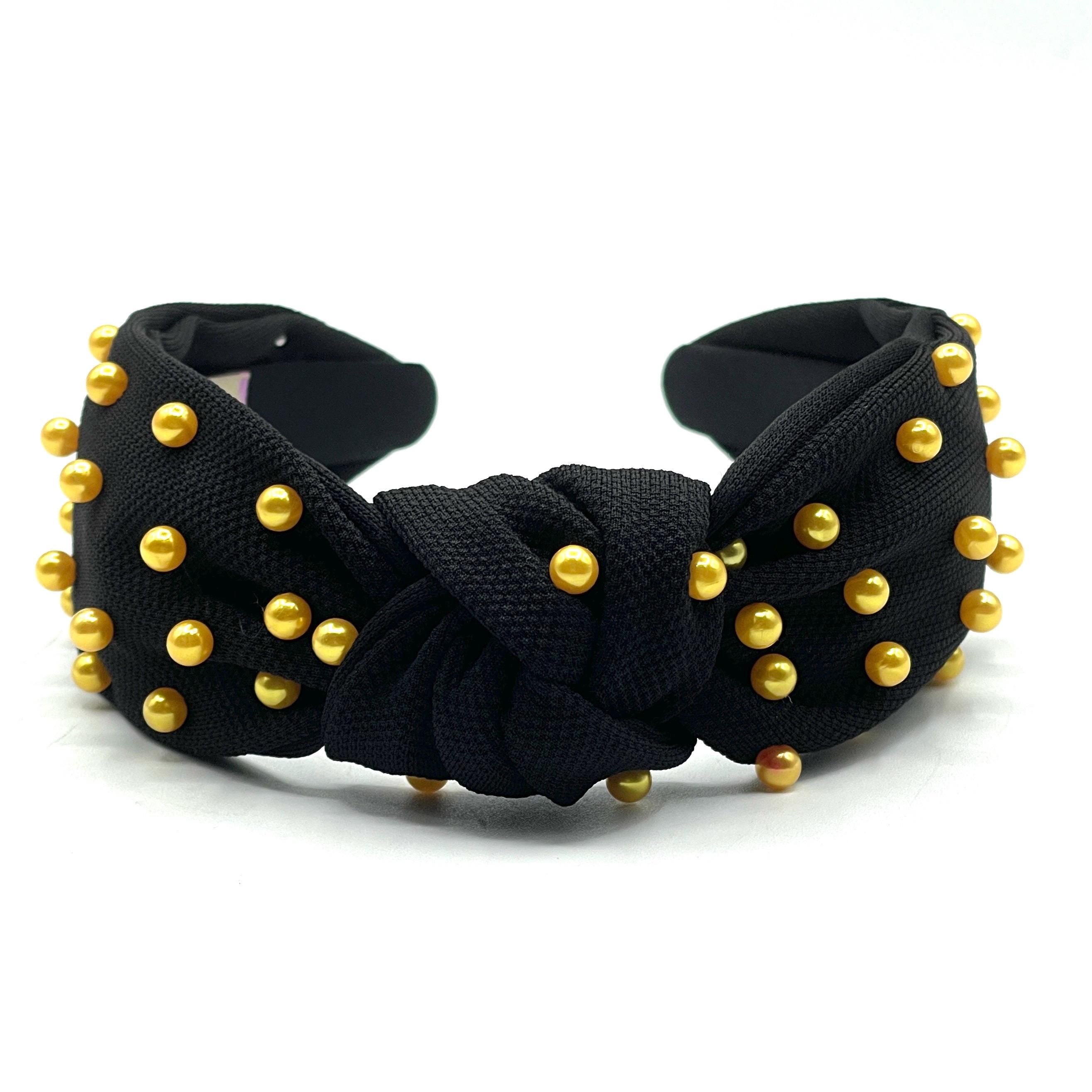Gold and black headband with gold balls on it Amazon.com: FAERLIIRY Happy New Year Headband 2024 Disco  main image 2
