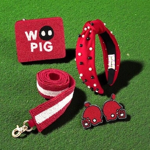 Beaded Razorback Purse Strap: Arkansas Game Day Accessory
