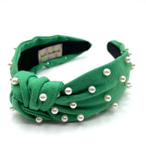 Green Headbands Womens Pearl Beaded Headbands Girls Headbands Summer Hair Accessories