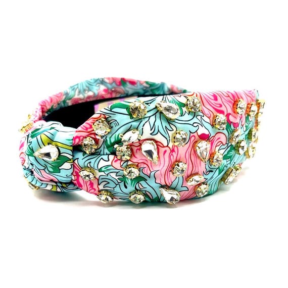 Stylish Green & Pink Patterned Knot Headband - Women Accessories Amazon.com : Lilly Pulitzer Pink and Green Low Knot Headband  main image 2