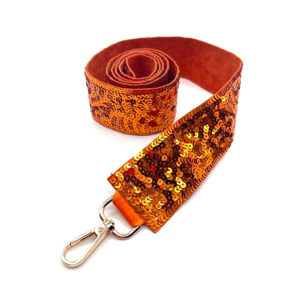 Orange Sequin Purse Strap Game Day Bag Strap Orange Sequin 