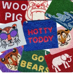 Gameday Coin Purse Football Beaded Bag, Football Accessories for Gameday Glam