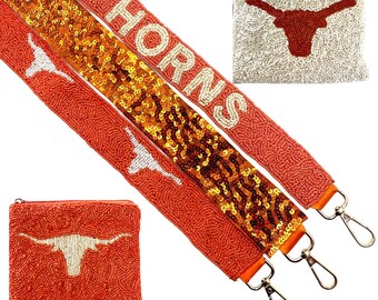 Tracolla per borsa Longhorn University of Texas Longhorns Hook'em Horns Tracolla per borsa con perline Accessori per il giorno del gioco