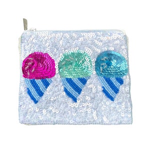 Summer Coin Purse Beaded Wallet Zipper Pouch Summer Beach Bag Accessories for Women and Girls Snowballs