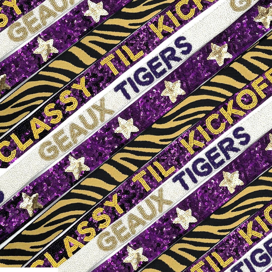 LSU Beaded Purse Straps, Louisiana State University football, Tailgate,  Geaux Tigers, Game day accessories, Geaux Tigers, Stadium, Bag Strap