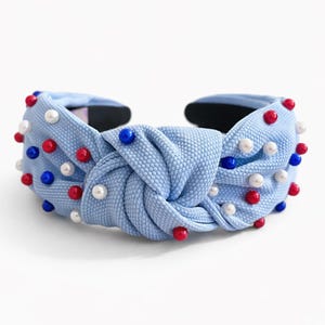 Patriotic Pearl Headbands for Women, Summer Hair Accessories, Memorial Day Headbands for Girls