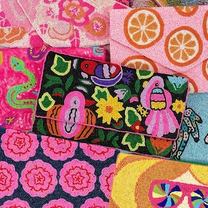 Sac à main d'été pochette en perles sac à main en perles sac à main à fleurs tropicales sacs à bandoulière accessoires de vacances d'été pour femmes