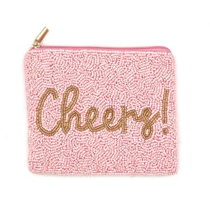 Porte-monnaie CHEERS - Porte-monnaie en perles roses - Joli portefeuille en perles - Cadeaux pour elle