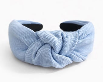 Sky Blue Knotted Headband, Blue Top Knot Headband for Women, Headband, Comfortable Preppy Hair Accessory