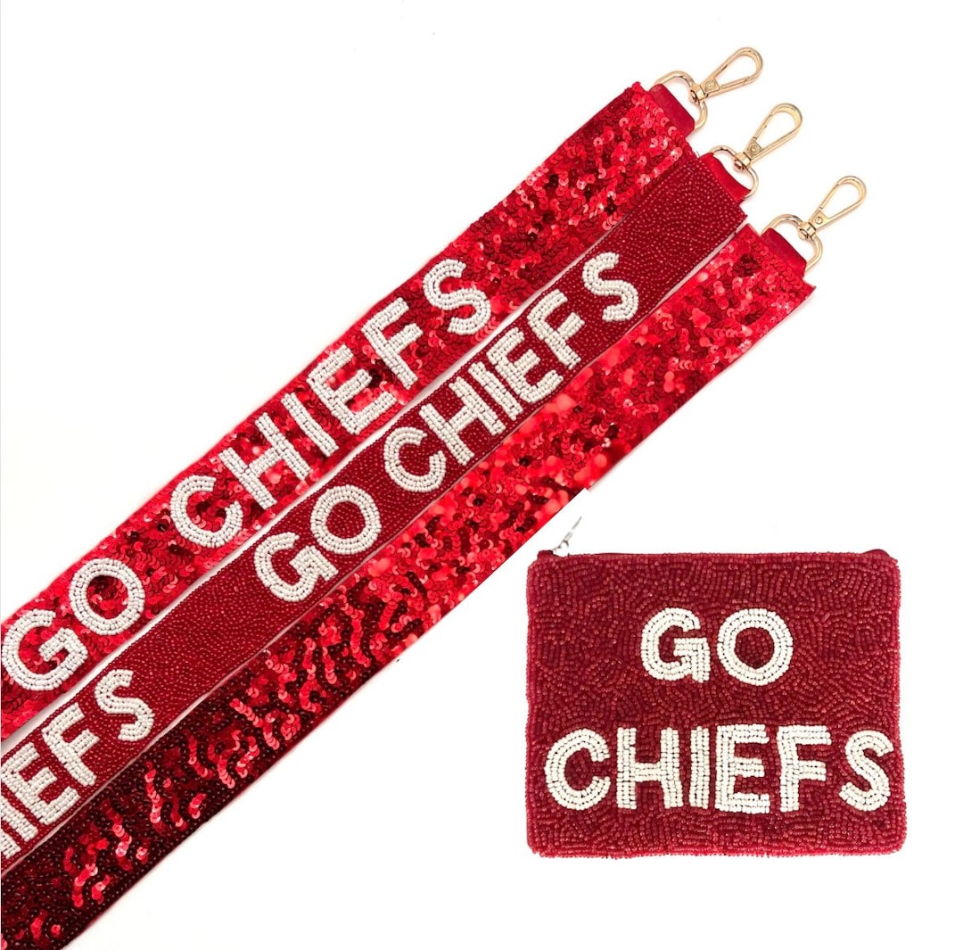KC Chiefs Beaded Purse Strap, Beaded Bag Strap, Beaded Coin Purse