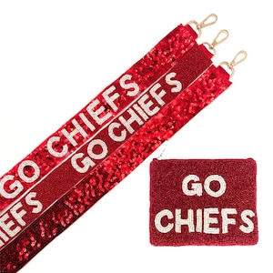 Chiefs Beaded Purse Strap: Red & White Gameday Bag - 46&quot; Long