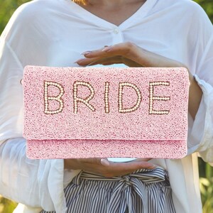 PINK Bride Purse, Bride Clutch for Bride Gift for Bridal Shower Gift for Bachelorette Party Gift for Bride