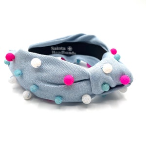 Denim Beaded Knotted Headband Women Easter Headband Birthday Headband for Spring Hair Accessories