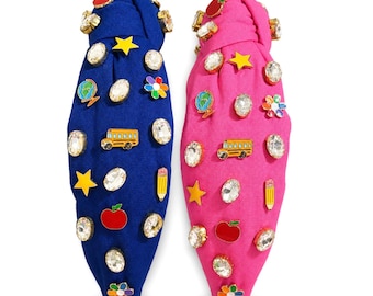 Custom Teacher Headband, Jeweled Padded Knot Headband for Teacher Gift