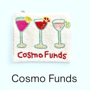 Cocktail Perlen Geldbörse Beutel, Sommer Brieftasche Reißverschluss, Martini Geschenke für Sie Cosmo Funds