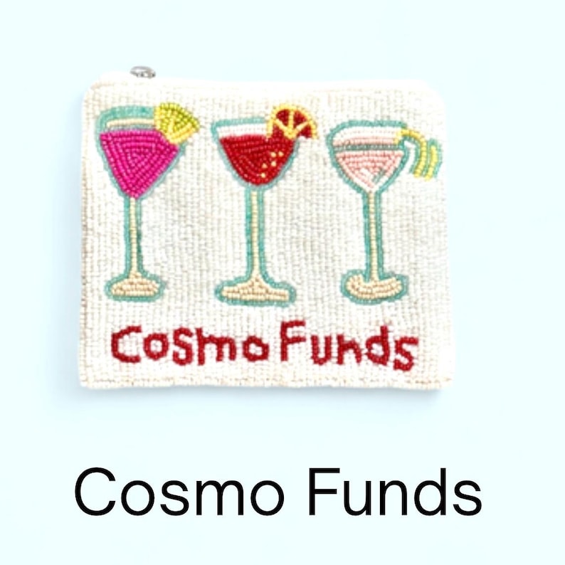 Cocktail Perlen Geldbörse Beutel, Sommer Brieftasche Reißverschluss, Martini Geschenke für Sie Cosmo Funds