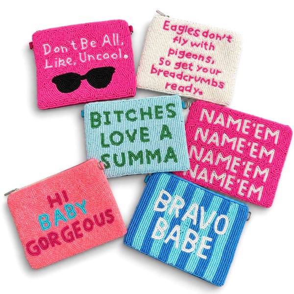 Real Housewives Pärlprydd Myntbörs Bravo Merch, Pärlprydd Påse Bravo Gåvor, Namngest, Kvittobevis, Beverly Hills, Salt Lake City, Bästsäljare