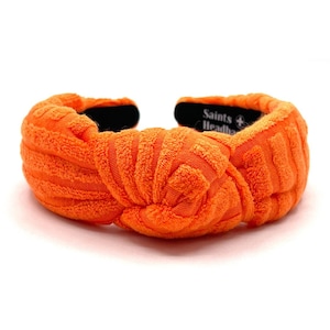 Orange Terry Cloth Knotted Headband for Women